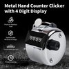 Anyongora Clicker Counter, Metal Hand Tally Counter Clicker with 4 Digit Display, Pitch Counter for Golf Stroke, Baseball, Coaching, Knitting, Lap, Row Sport, Silver