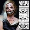 4 Sheet Scary Halloween Face Tattoos for Women Men, Fake Wound Scars Witch Zombie Makeup Kit for Girls Boys, 3D Spider Web Face Tattoo Sticker Dia de los Muertos Day of the Dead Face Paint