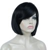 Aimole 8" Short Straight Bob Wigs with Cute Bangs Women Hair Natural Synthetic Wig(2 Darkest Brown)