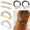 Wecoe 6pcs/set Gold and Silver Rhinestone Hair Barrettes For Women Hair Scrunchies Decorative Hair Clips Diamond Hair Ties Ponytail Holders French Barrettes Hair Accessories For Women Girls Gifts
