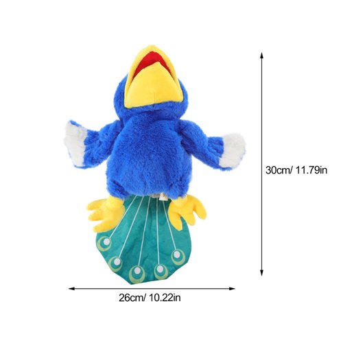 LOGOFUN Bird Hand Puppet Plush Animal Bird Toy with Movable Mouth Stuffed Bird Hand Puppets Doll for Pretend Play Storytelling Prop - Blue & Yellow 11.79IN