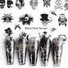 25 Sheets Halloween Water Transfer Nail Stickers Nail Art Stickers Decals,10 Sheets Punk Skull Nail Foil Transfer Stickers,Grimace Skull Eye Spider Nail Art DIY Decals for Halloween Party(35 Sheets)