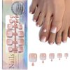 Maigitur Toe Nail Tips - Short Gradient Toenail Press Ons, 120Pcs Brown White Ombre Soft Gel Toe Nail Tips, Soak Off Press On Toenails Square Fake Toes for Women Girls Manicure
