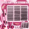 Fluffy Lash Extension Kit 60D+80D+100D Lash Clusters Thick Eyelash Extension Kit 10-18mm Individual Lashes Kit 300PCS Eyelashes Extension with Bond and Seal and Lash Extension Tweezers by TNFVLONEINS