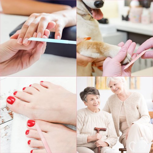 Sibba 2 Pieces Glass Cuticle Pusher Cuticle Remover Tool Double Sided Cuticle Trimmer Manicure Stick Professional Precision Filing Abrasive Surface Nail Salons Set for Women Girls Homes (Blue, Pink)