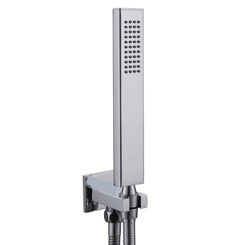 Ownace Square Solid Brass Chrome Hand Held Shower Head With Wall Connector and Hose Set
