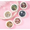 editTime 6 Wheels Mixed Sparkle Nail Art Rhinestones Diamonds Crystals Beads Artificial Pearls and Gold Silver Nail Studs Gems Metal Rivets Charms Hollow Moon Star Shaped (Micro Mini Stones kit)