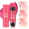 LOKFAR Cream Blush Stick for Cheeks Blush Makeup - 2 in 1 Multi Stick Blush for Cheeks Tint & Eyes & Lips, Cheek Makeup Stick Makeup Blush with Brush, Waterproof Creme Blush (#02 Rose Red)