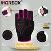 MOREOK Workout Gloves Gym Gloves for Men/Women, [3MM Gel Pad] [3/4 Finger] Weight Lifting Gloves Fitness Gloves for Powerlifting,Exercise,Fitness,Training Pink-M
