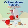 Play Brainy Coffee Maker with Breakfast Toy Food for Kids Kitchen Playset- 7 Piece Wooden Kitchen Accessories for Pretend Plays & Interactive Early Learning for Boys & Girls 3+