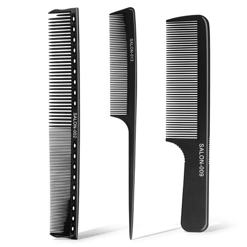 3 Piece Professional Comb Set Fine Pro Tail Combs Wide Tooth Combs Dresser Hair Comb Styling Comb for Men and Women- Parting Teasing and Styling