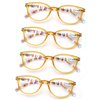 MODFANS Reading Glasses Women 4 Pack Fashion Ladies Readers 1.25 Strength,Women's for Reading Comfort Spring Hinge Arm Eyeglasses-Lightweightest Round Frame Look Stylish to Wear,Come with Pouch