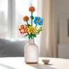 MEIEST Flower Bouquet Building Blocks Set,Mini Bricks Plant Botanical Collection Construction Building Toy,Creative DIY Artificial Flowers Home Decoration (Orange)