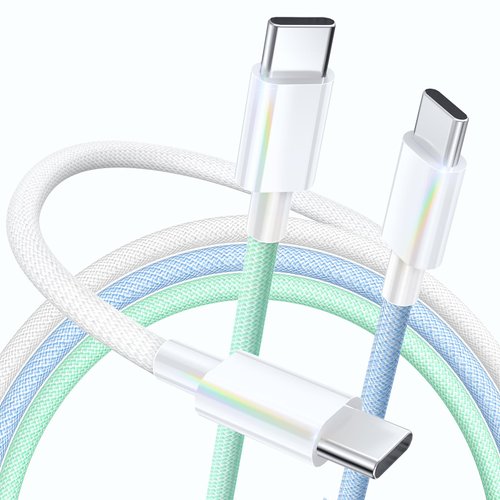 USB C Cable, 3 Pack 6FT 60W USB C to USB C Charger Cable 48 Strand Braided Colorful Type C Fast Charging Cable Cord Compatible with iPhone16/15/Pro/Max/Plus/MacBook/iPad Pro/Air/Samsung/Android/Laptop