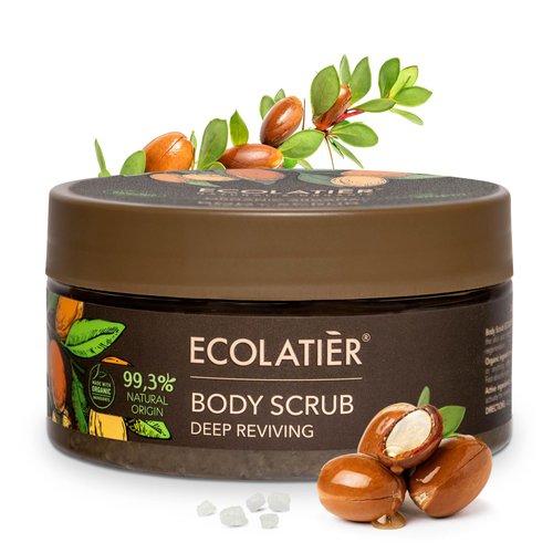 Body Scrub Deep Reviving Organic Argan Oil – Exfoliating Body Scrub for Women &amp; Men, Natural Salt...