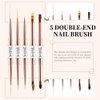 Nail Art Brushes Set - Professional 5pcs Double-Ended Acrylic Nail Art Brushes Liner Detail Thin Brushes for Drawing Design Brushes Gel Builder Brushes 3D Nail Art Tools (White)