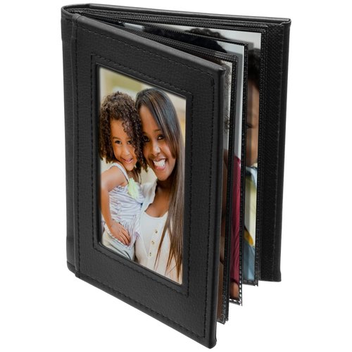 Neil Enterprises Inc. 4" x 6" Black Faux Leather Slip-In Photo Album - Holds 24 Pictures