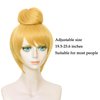 Probeauty Blonde Wig for Cosplay, Short Golden Wig for Women Girls, Halloween Costume Party Fluffy Synthetic Wigs with Buns + Wig Cap