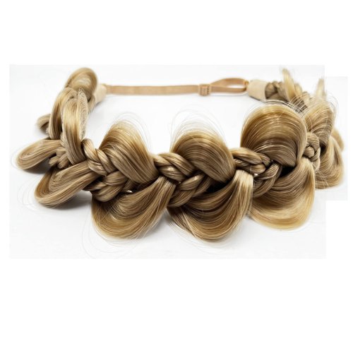 TOECWEGR Hair Braid Headband Classic Chunky Plaited Braid Fishtail Gourd Shape Elastic Synthetic Wigs Braids Headband Trendy Girls Women Accessories (light sand blonde)