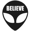SixtyTwo24 Alien Believe face Sticker - 5" Decal {Black}- Roswell Alien, Area 51, Space Ship, Abducted, Flying Saucer, Planet, Roswell NM, UFO, Tablet car, Computer, Sticker Decal