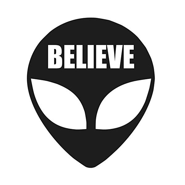SixtyTwo24 Alien Believe face Sticker - 5" Decal {Black}- Roswell Alien, Area 51, Space Ship, Abducted, Flying Saucer, Planet, Roswell NM, UFO, Tablet car, Computer, Sticker Decal