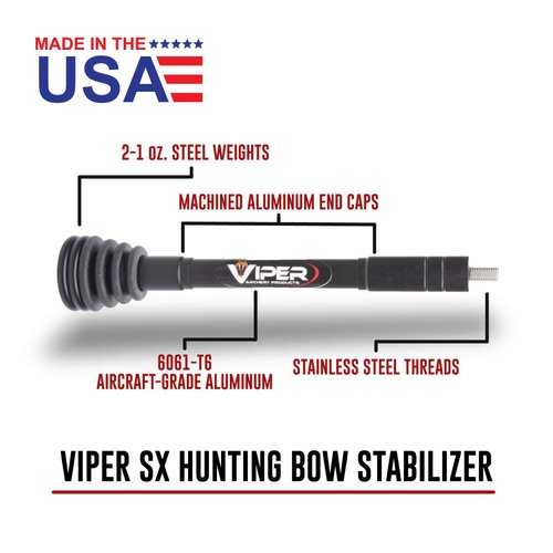 VIPER SX Aluminum Hunting Bow Stabilizer, Proudly Made in USA (SX 12-inch)