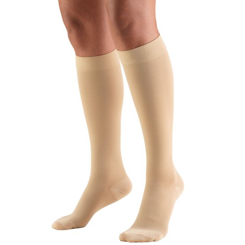 Truform Short Length 30-40 mmHg Compression Stockings for Men and Women, Reduced Length, Closed Toe, Beige, Medium