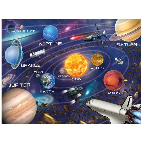 MINIWHALE Kids Puzzle for Kids Ages 4-8 Solar System Floor Puzzle Raising Children Recognition Promotes Hand Eye Coordinatio (46Pcs, 24x18in)