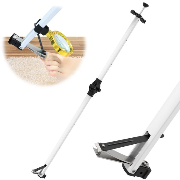 32" Foldable Long Handle Toenail Clippers for Seniors, w/Magnifying Glass, Bending Free Easy Reach Toe Nail Tools for Obese, Elderly, Pregnant Women (with Magnifying Glass, Aluminium 80CM)