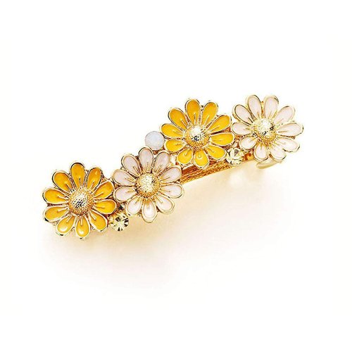Women Lady Exquisite Sunflower Daisy Flower Hair Barrette Clip Accessary Vintage Metal French Barrettes Hair Clasps Accessories (Yellow)