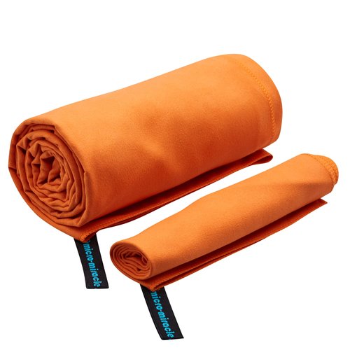 Micro-Miracle XL (30-Inch-by-60-Inch) Soft Microfiber Travel Towel with Hand Towel and Nylon Mesh Carry Bag, Orange Sunrise