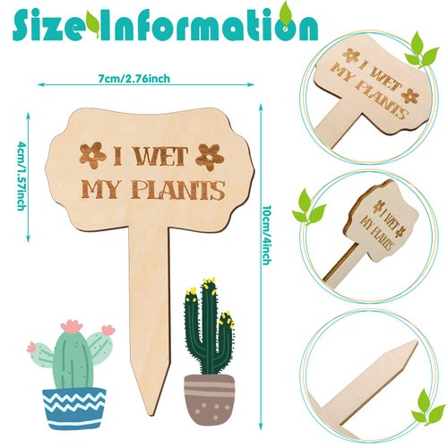 24 Pieces Funny Plant Markers Wooden Plants Labels T-Type Garden Labels Wooden Plant Markers for Vegetable Flowers Garden Potted Plants