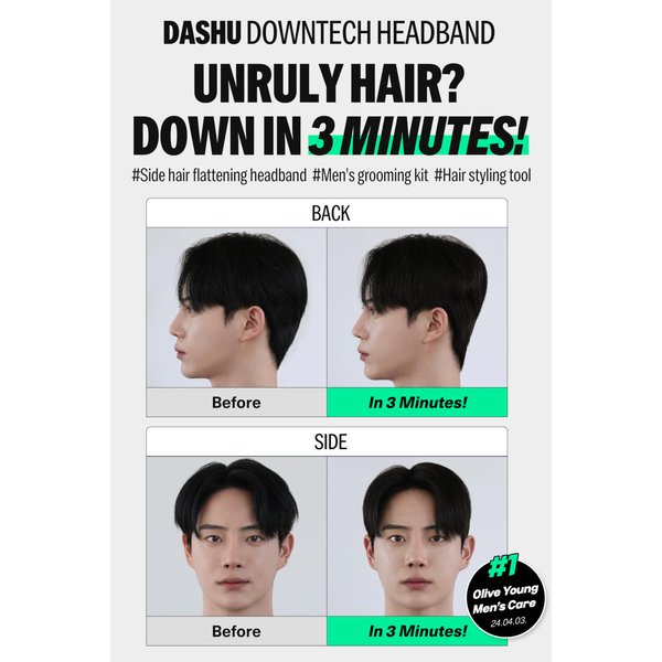 DASHU Perfect Downtech Original 3-Minute No Heat at Home Hair Press Down Perm Solution for Hair, Hair Straightener for Men's Grooming
