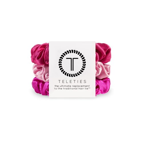 TELETIES - Small Scrunchie - 100% Natural Silk Hair Scrunchie - Soft & Gentle on Hair - Prevents Breakage & Damage - Safe for Sleep - Ideal for Thin-Medium Hair - For All Hair Textures - Rose All Day