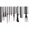 Banfluxion 10 Piece Black Professional Salon Hair Styling Barber Combs Kit Hair Barber Comb Set Plastic Fine and Wide Tooth Hair Combs for Hairdressing Stores and Styling Stores
