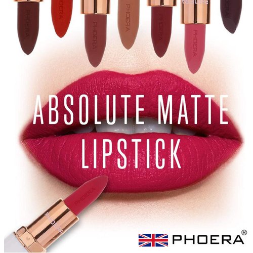 Phoera ABSOLUTE VELVET MATTE LIPSTICK LONG LASTING WATERPROOF PIGMENT MAKEUP (102 Nude)