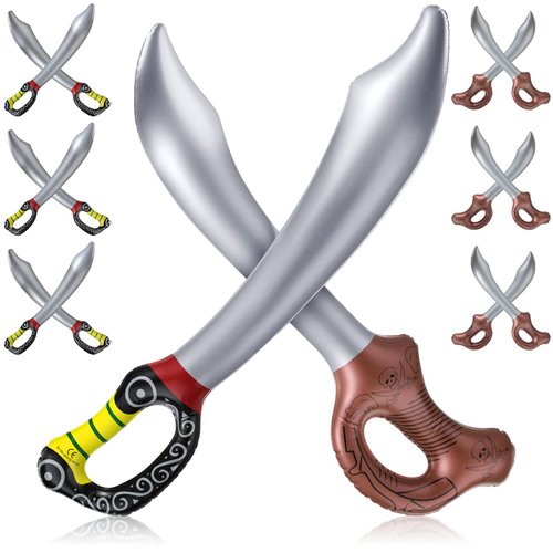 12 Pcs Inflatable Pirate Swords Inflatable Toy Sword Pirate Party Favor Blow up Pirate Swords for Halloween Pirate Theme Party, Cosplay Costume Accessories Stage Props