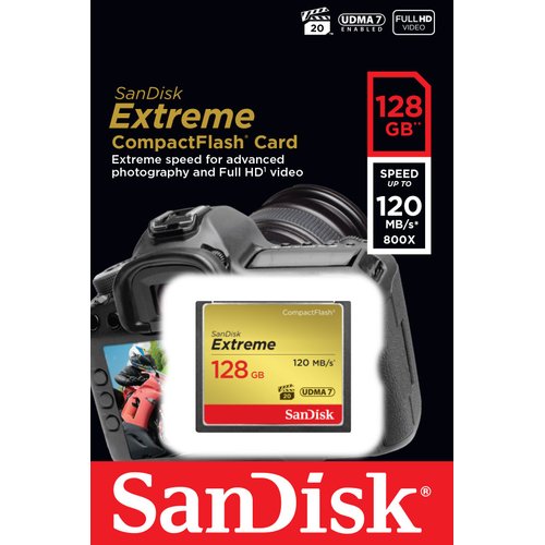 SanDisk 128GB Extreme CompactFlash Memory Card UDMA 7 Speed Up To 120MB/s - SDCFXSB-128G-G46