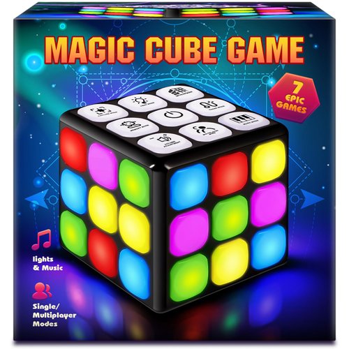 Jugana Flashing Cube Handheld Games - 7 Fun Brain & Memory Games - Cool Toys Sensory Games for Boys and Girls - Christmas/Birthday Gifts for Ages 6 7 8 9 10-12 Kids