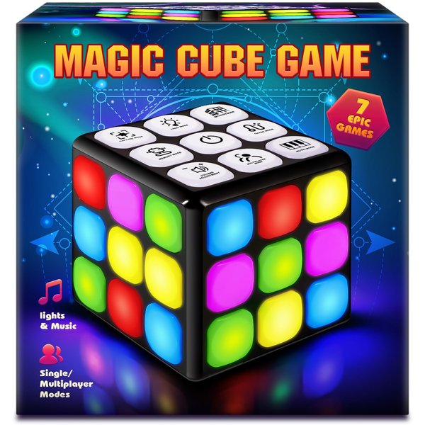 Jugana Flashing Cube Handheld Games - 7 Fun Brain & Memory Games - Cool Toys Sensory Games for Boys and Girls - Christmas/Birthday Gifts for Ages 6 7 8 9 10-12 Kids