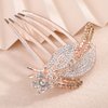Chargances Dainty Crystal Feather Hair Comb Sparkly Rhinestone Inlaid Flower Hair Side Comb Long Teeth Hair Combs Wedding Bridal Hair Accessories for Women (Champagne)
