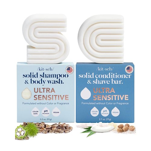 Kitsch Shampoo & Body Wash Bar, 2-in-1 Conditioner & Shave Bar for Hair & Body, Made in US, Vegan Soap , 5 Ingredients, Scent Free, Paraben Free