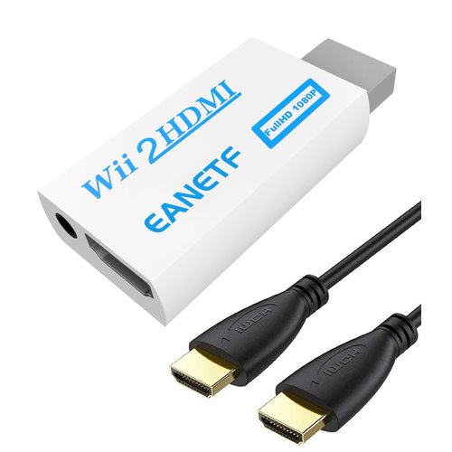 Eanetf Wii to HDMI Converter, Wii to HDMI 1080P with 5ft High Speed HDMI Cable Wii2 HDMI Adapter Output Video&Audio with 3.5mm Jack Audio, Support All Wii Display 720P, NTS