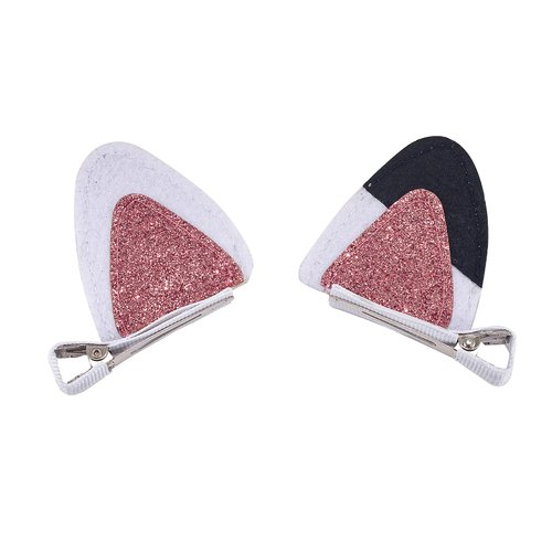 2 Pcs Cat Ears Hair Clips for Girls Cute Glitter Cat Ear Hair Pins Animal Hair Pins Barrettes for Girls Sparkly Alligator Hair Clips for Baby Girls Toddlers Teens Halloween Costume Party Supplies