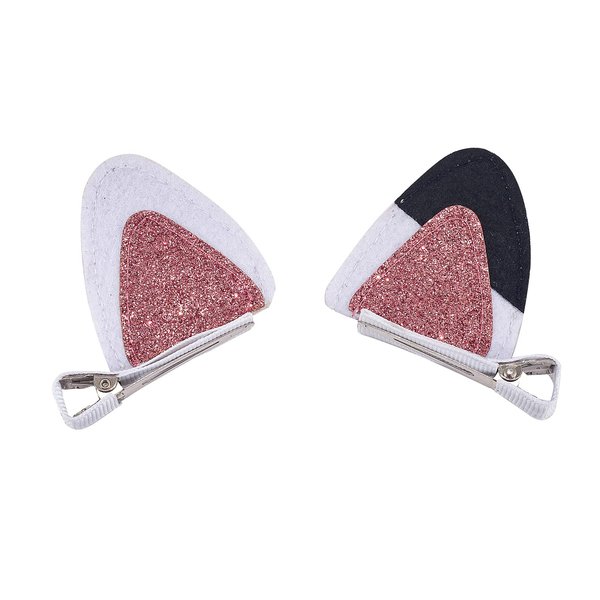 2 Pcs Cat Ears Hair Clips for Girls Cute Glitter Cat Ear Hair Pins Animal Hair Pins Barrettes for Girls Sparkly Alligator Hair Clips for Baby Girls Toddlers Teens Halloween Costume Party Supplies