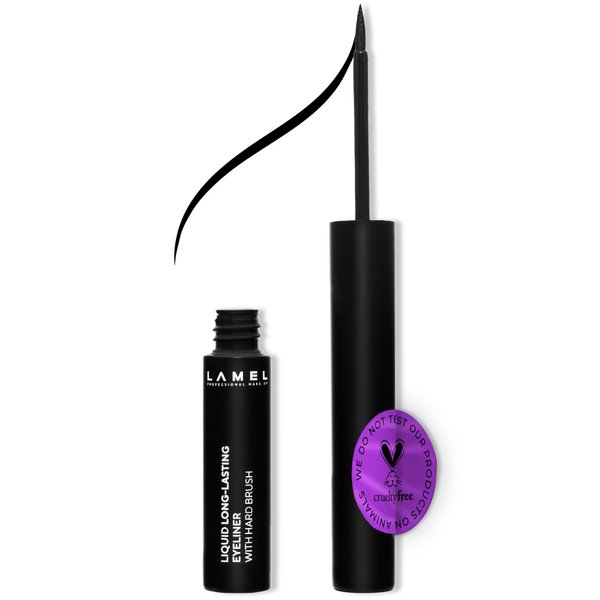 Lamel Liquid Eyeliner №402 - Long-Lasting Definition with Hard Brush - 4ml | Extra Precise Lines with All-Day Color Retention
