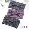 Aceorna Boho Headbands Wide Knotted Hairbands Stretch Printed Head Bands Bohemia Head Wraps for Women and Girls 3 Pcs (Set A)
