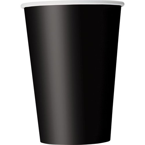 Solid Black Paper Cups - 12 oz (Pack of 10) - Disposable Drinkware - Perfect For Parties, Events & Gatherings