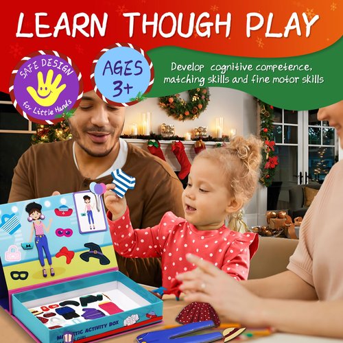 Magnetic Puzzles for Kids Ages 4-8 - 71 PC Fashion Girl Magnetic Book, Dress-Up Dolls & Preschool Toddler Learning Activities, Travel-Friendly STEM Toy, Fun Fridge Magnets for Toddlers 1-3 3-12