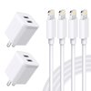 Qntry USB Wall Charger, [MFi Certified] iPhone Charger Lightning Cable 6FT(4PACK) Fast Charging Data Sync Cords Dual Port USB Plug Compatible with iPhone 12/mini/Pro/Max/11/Pro/Xs/XR/X/8/7/Plus